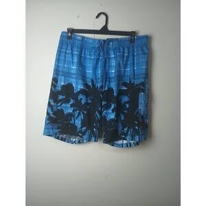 Men's Talos Blue Palm Tree Swim Trucks drawstring Mesh Size XXL Beach Vacation